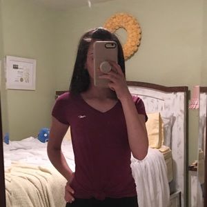 cute purple v neck shirt